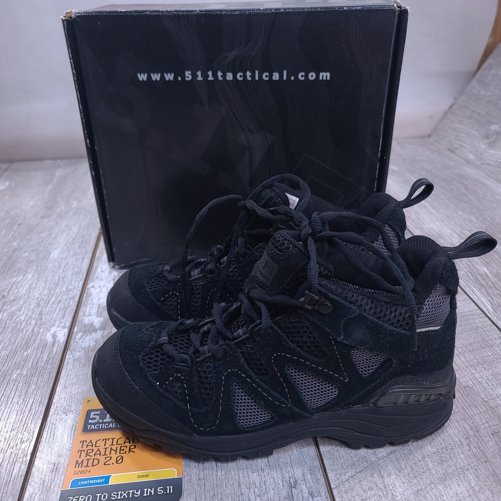 5.11 Tactical Trainer Mid 2.0 WP Men Size 7 Black Waterproof Suede Boots 12024